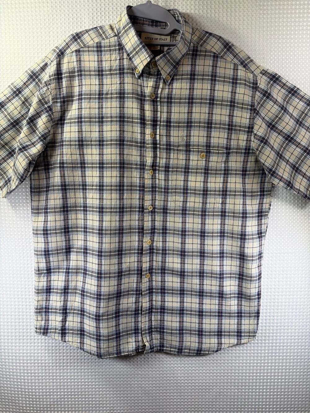 Ritzy of Italy Men's Plaid Short Sleeve Button-Down Shirt